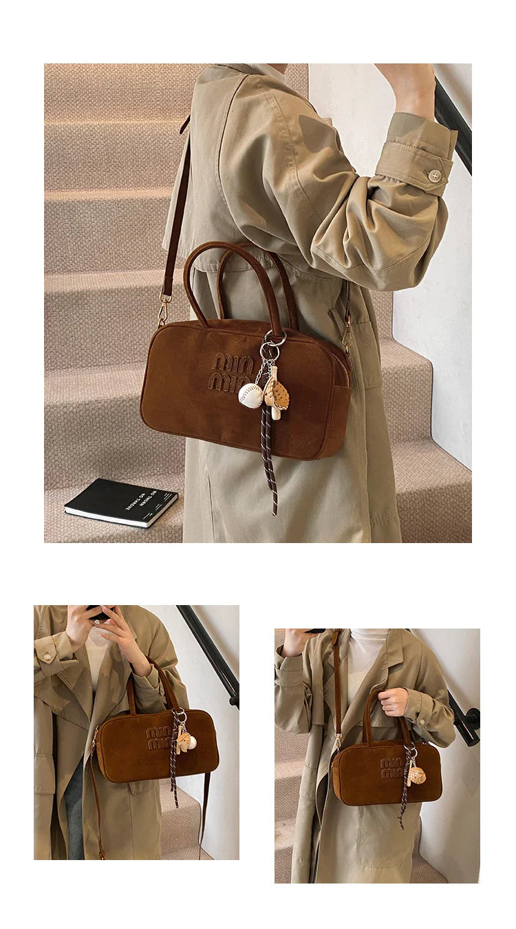 2025 new high-end luxury designer Boston handbag female niche retro fashion all-match pillow bag shoulder messenger bag trend