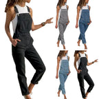 Denim Overalls with Pockets Distressed Denim Overalls Stylish Plus Size Denim Jumpsuit with Adjustable Straps Side Pockets