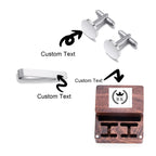 Custom Engraved Round Cufflinks & Tie Clip Set Stainless Steel Anniversary Wedding Birthday Groomsmen Gift for Father Husband
