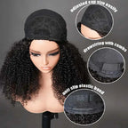 Half Wigs Human Hair Kinky Curly 3 In 1 Human Hair Wig Seamless Flip Over Half Wig Beginner Friendly Curly Wigs for Women