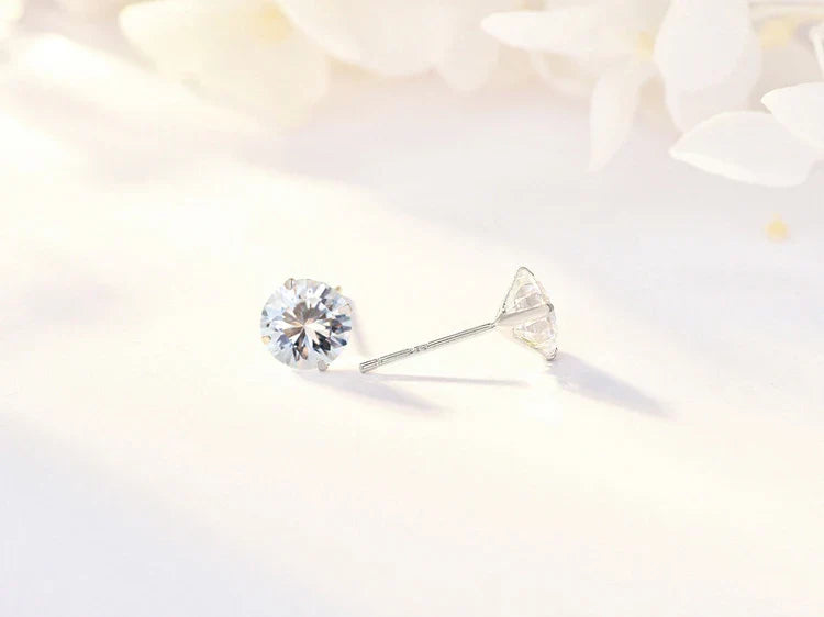 Crystal Zircon Real 925 Sterling Silver Earrings Channel  Cubic Zirconia Silver Stud Earrings for Women Sterling Silver Jewelry