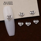 20PCS 3D Glossy Gold Silver Metallic Love Heart Various Crook Frame Solid Alloy Nail Art Rhinestones Decorations Manicure Charms