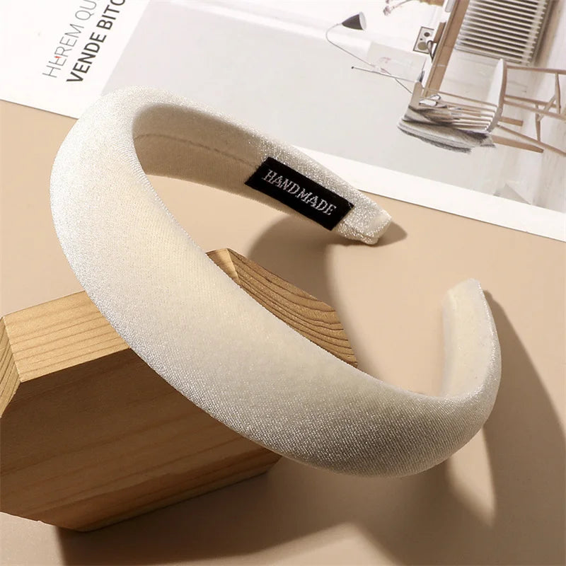 Autumn Winter Soft Velvet Cloth Sponge Padded Hairbands for Women Girls Casual Shopping Face Washing Dress Up Hair Accessories