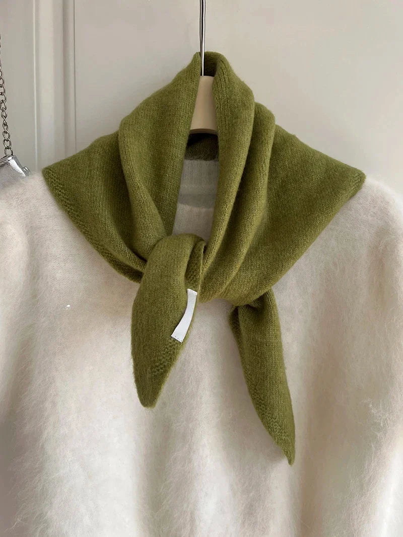 British Korean Style Niche Wool Knitted Triangular Scarf Women Headscarf Knitted Scarf Multi-functional Warm Knitted Scarf