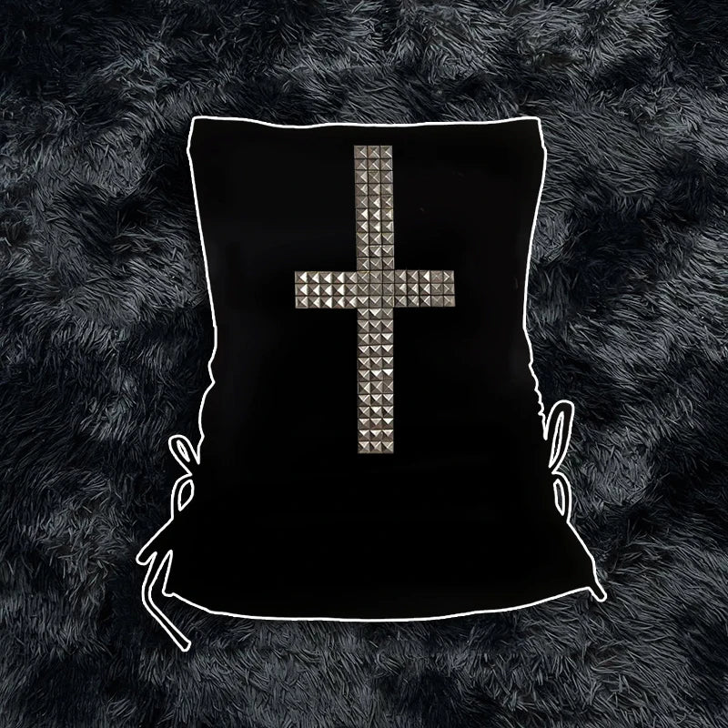 Emo Kpop Goth Baby Tees Women 90s Vintage Clothing T-shirts Kawaii Girl Harajuku Cross Hot Stamping Y2k Clothes Streetwear