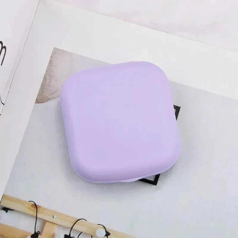 1pcs Mini Square Contact Lens Case with Mirror for Women Colorful Lens Box Eye Container Lovely Travel Kits
