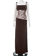 Elegant Lace Cut Out Maxi Dresses for Women 2025 Sexy Spaghetti Strap Patchwork Holidays Party Dress Summer Backless Long Dress