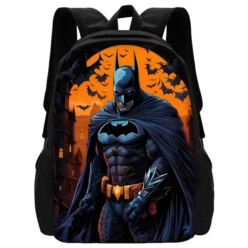 Child Superhero Batmans School Backpack with Lunch Bags ,Pencil Bags ,School Bags for Boys Girls Best Gift