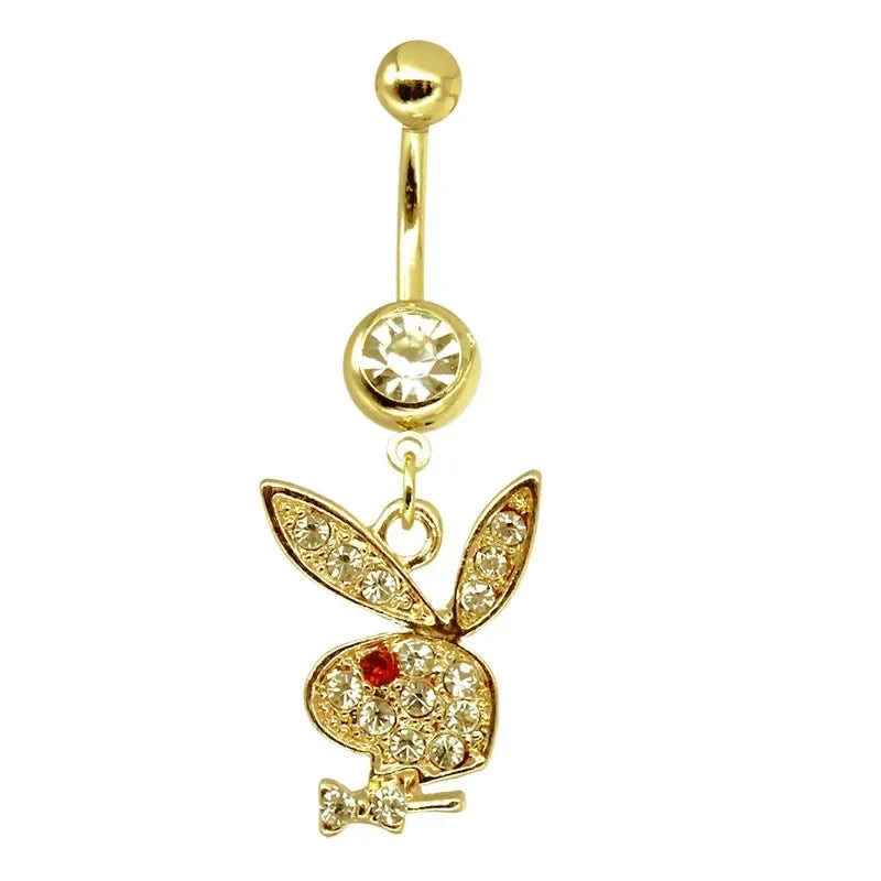 Belly Button Rings for Women Bunny Navel rings Gold color Rabbit Belly Rings Gem stone Belly Piercing Jewelry Body Jewelry