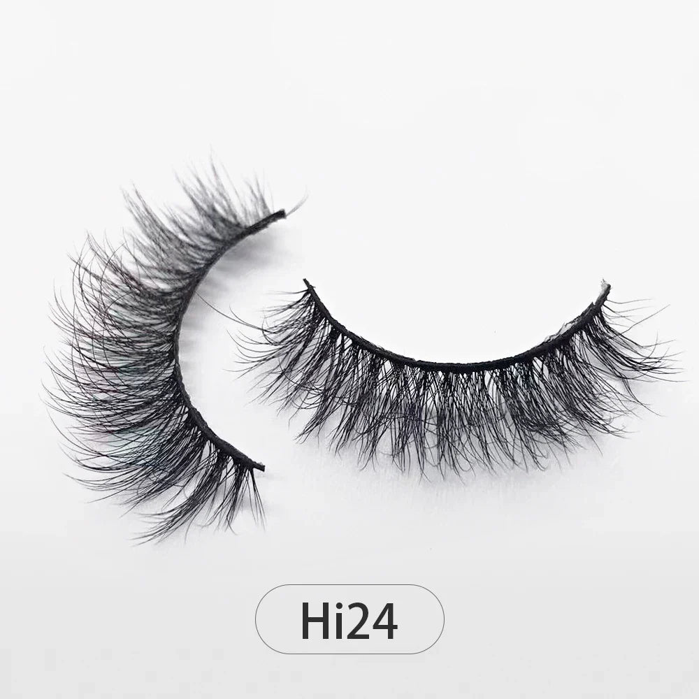 Dropshipping Reuseable Natural Long 12-15mm 3D Faux Mink Lashes Fluffy Volume False Eyelashes Cruelty Free Wispy Makeup Lashes