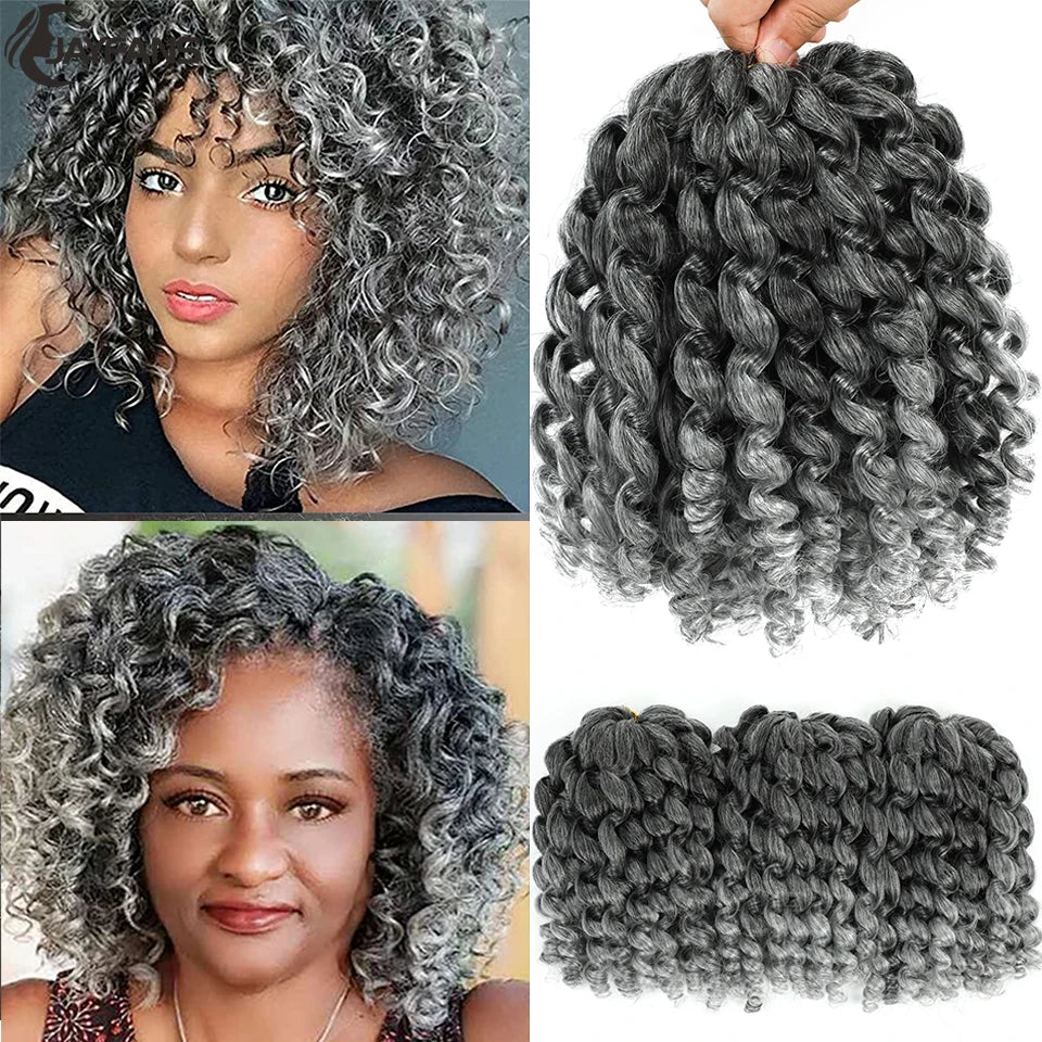 1- 5 Packs 8 inch Jumpy Wand Curl Jamaican Bounce Crochet Hair Natural Black Wand Curls Crochet Hair Short Curly Crochet Braids