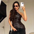 2025 Fall Snd Winter New Pure Color Slim Sleeveless One-Shoulder Slanting Collar Zipper Show Thin Jacket