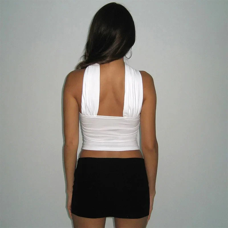 Chic White Sexy Strapless Crop Tops 2023 Elegant Summer Slim Tanks Tube Top Cropped Solid