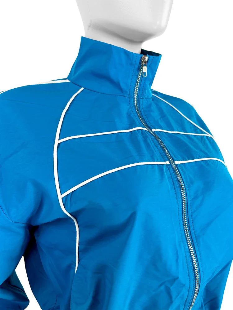 2025 Trendy Woman Clothes Sets Y2k Lounge Tracksuit Contrast Color Long Sleeve Zip Windbreaker Jacket Shorts 2 Piece Set Outfits