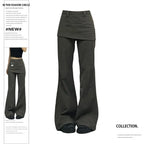 Botvotee Fake Two-Piece Plus size Wide Leg Jeans for Women 2025 New Y2k Fashion Streetwear High Waisted Flare Denim Pants