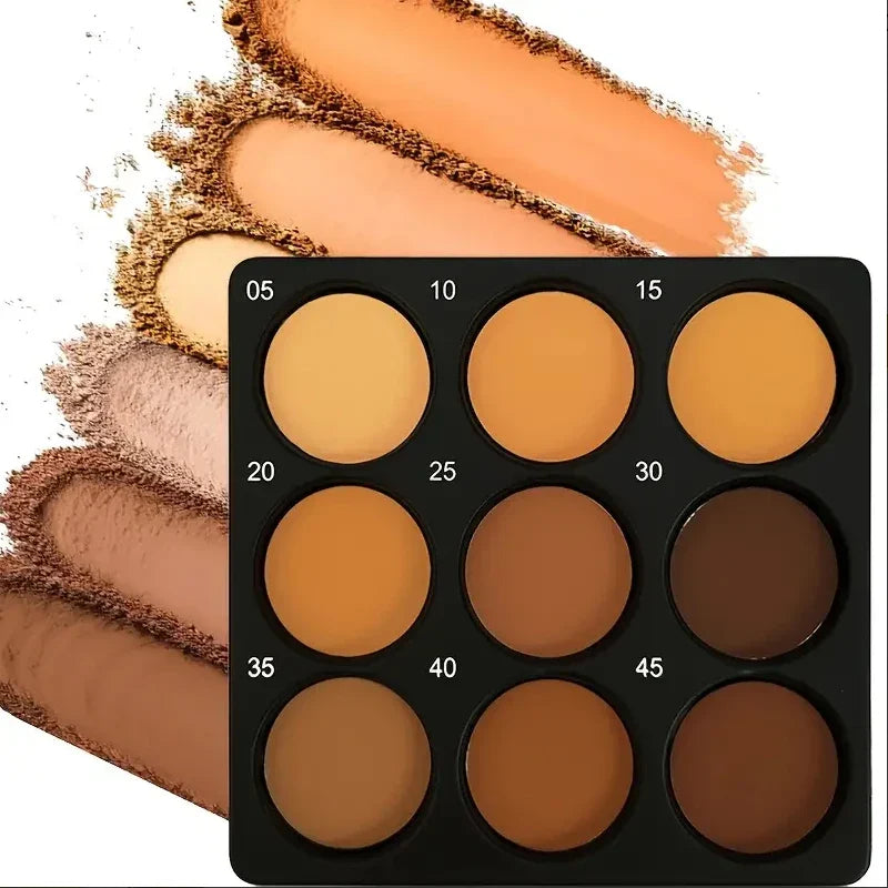 Dark Skin Tone 9-in-1 Face Palette Waterproof Concealer 9 Shades Contour Bronzer Wheat Makeup Palette for Women