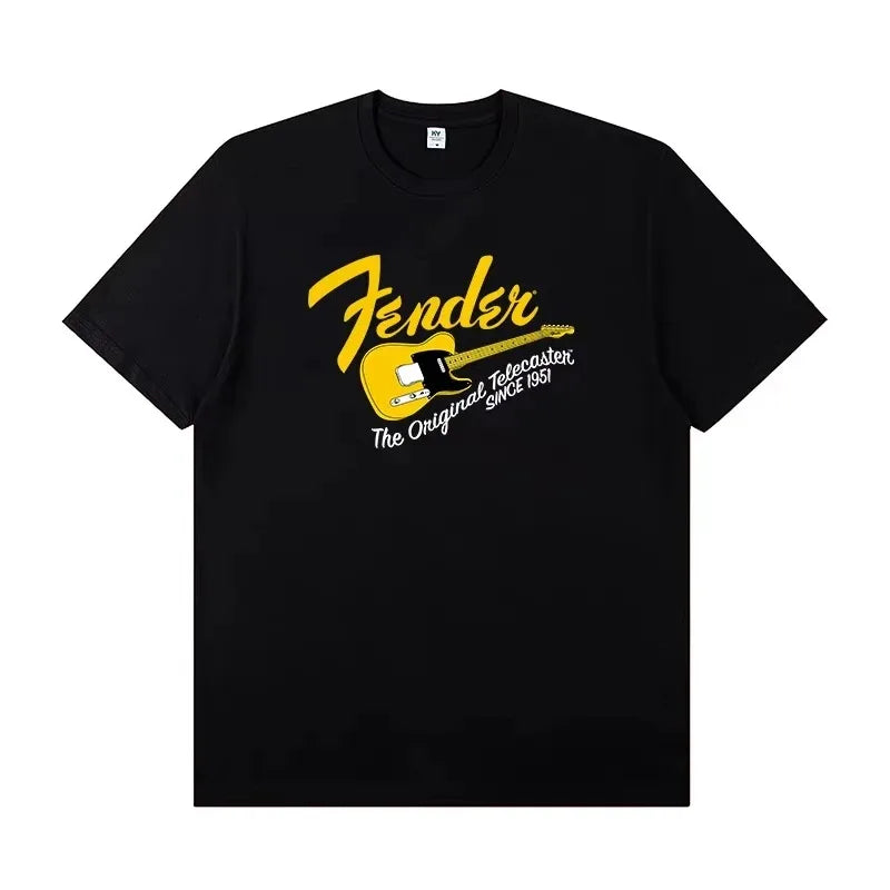 2025 Fender Jimi Hendrix Fender Electric Guitar Peripheral T-shirt Short-sleeved Rock Band Guitarist Performance Costume