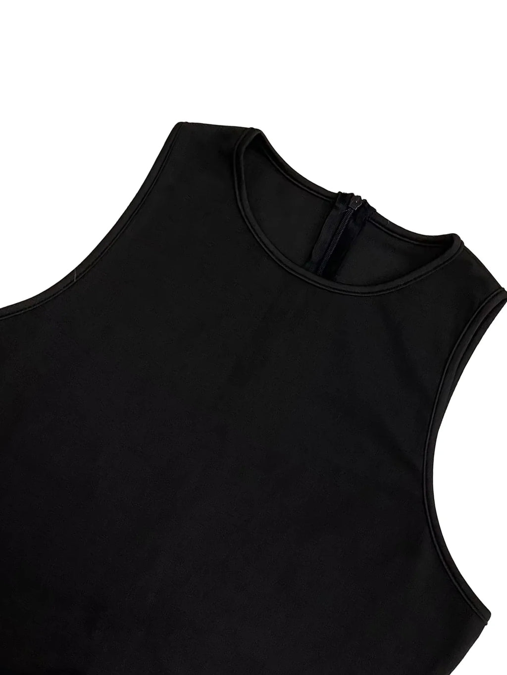 1810European and American women's fashion round neck back invisible zipper slim fit sleeveless street trend solid color jumpsuit