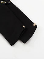 Clacive Bodycon Black Office Women's Shirt Fashion Square Collar Long Sleeve Shirts Elegant Classic Solid Tops Female Clothing