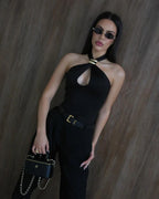 Balitops Sexy Basic Knit Hollow Out Tank Tops Women Vest Pullovers Metal Ring Camisole Sleeveless Skinny Knitted Bodycon Tops