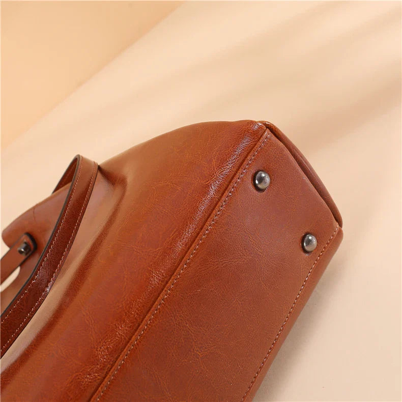 Burminsa Retro Cowhide Genuine Leather Handbags For Women 2025 Luxury Designer Work Tote Shopping Ladies Shoulder Crossbody Bags