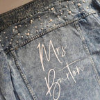 Bachelorette Jean Jackets Hen Party Gift Custom Bride Denim Jacket Pearl Mrs Outerwear Bridesmaid Personalised Coats Wedding Day