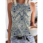 Ethnic Style Paisley 3D Print Tank Tops Women Retro Streetwear Y2k Oversized O-Neck Vest Off Shoulder Sleeveless Woman Camisole