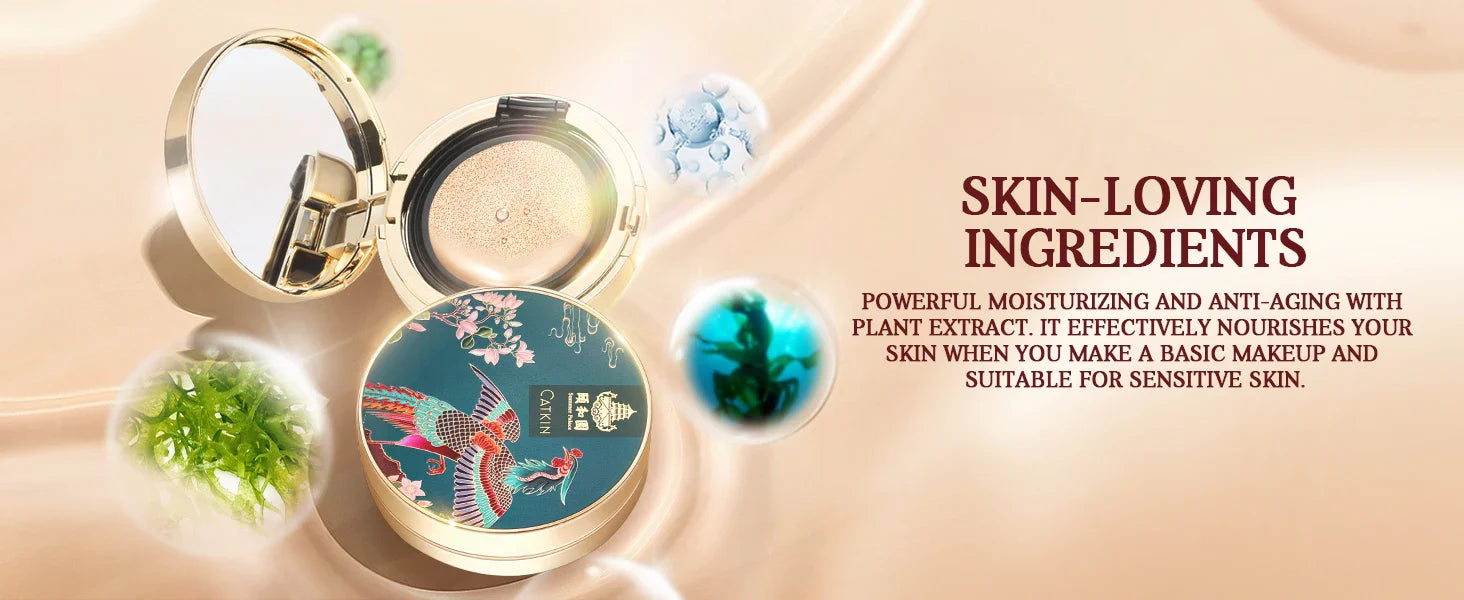 Catkin Phoenix Cushion Foundation Full Coverage, Sheer Satin Finish, Refill Included, Light Beige