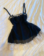 Casual Women's Dress Summer Streetwear Bow cute Lace Grunge vintage Harajuku Emo Girls Slim Sexy Fashion Women's suspender Skirt