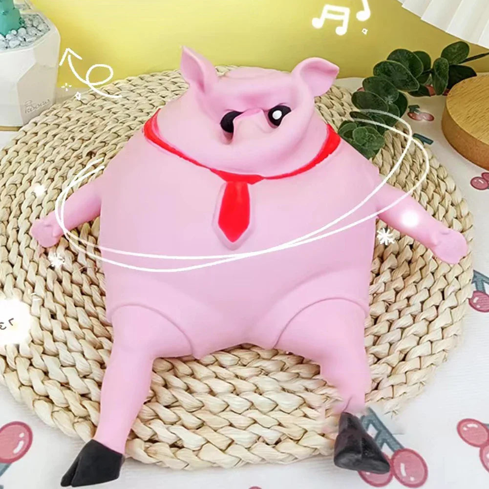 Cartoon Toy Pig Stretch Creative Sensory Toy Rebound Pig Stress Relief Toy Funny Squeeze Soft Pig Toy for Girls Boys