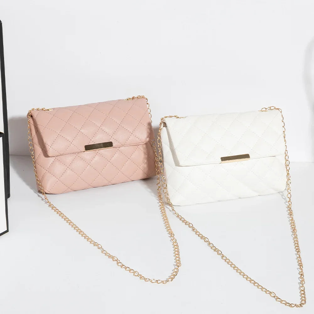 Diamond Lattice Women Shoulder Bag Female Embroidered Luxury Small Square Bag PU Leather Crossbody Bags Handbag Purses Phone Bag