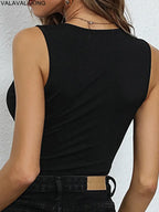 2025 Female Solid Sexy Hollow Bodycon Top Summer Women O Neck Slssveless Short Vest Lady Off Shoulder Clud Crop Tops Clothes