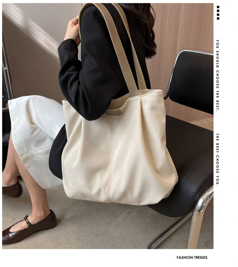 Casual Women's Bag New Large Capacity Canvas Tote Bag Lightweight Women Shoulder Bags Simple Style Female Handbags HJ8396
