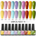10PCS/Set Gel Nail Polish Set 125 Colors Glitter Semi Permanent Hybrid Gel Varnishes Base Top Coat Soak Off UV LED Nail Art Gel