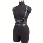 Adjustable Women's Gothic Punk Faux Leather Belt Perfect Waist and Chest Charms for Holiday and Casual Wear
