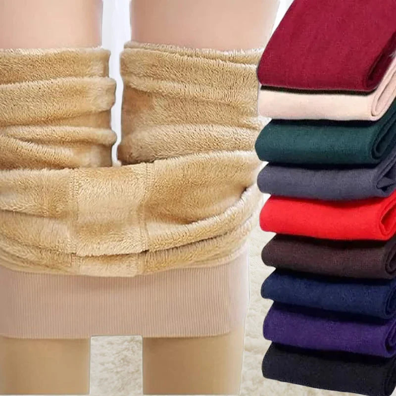 Colorful Fleece Lined Tights Women Thermal Pantyhose for Female Winter Panty Polar Skin Black Effect Stockings Thermal Leggings