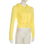 BIIKPIIK Drawstring Hooded Hoodie Suits Autumn Winter Solid Zipper Women Casual Pants Set Street Sporty Sweatshirt Two Piece Set