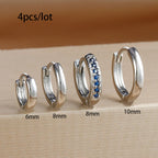 4PCS Set Stainless Steel Huggie Minimal Hoop Earrings 6/8/10mm Crystal Zirconia Helix Tragus Cartilage Earrings Piercing Jewelry