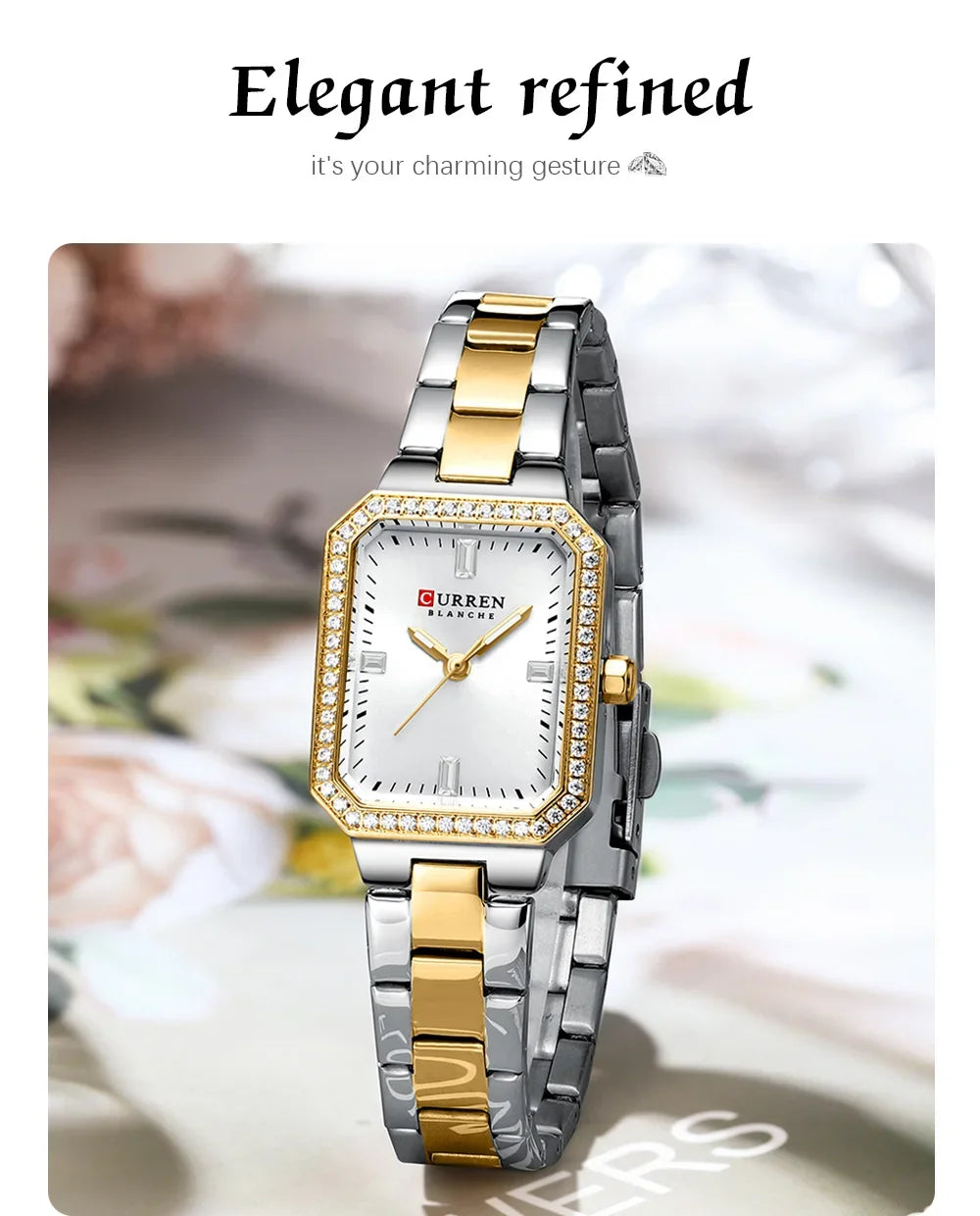 CURREN Women Watch Quartz Watch for Ladies Simple Elegant Dress Wristwatch Stainless Steel Bracelet