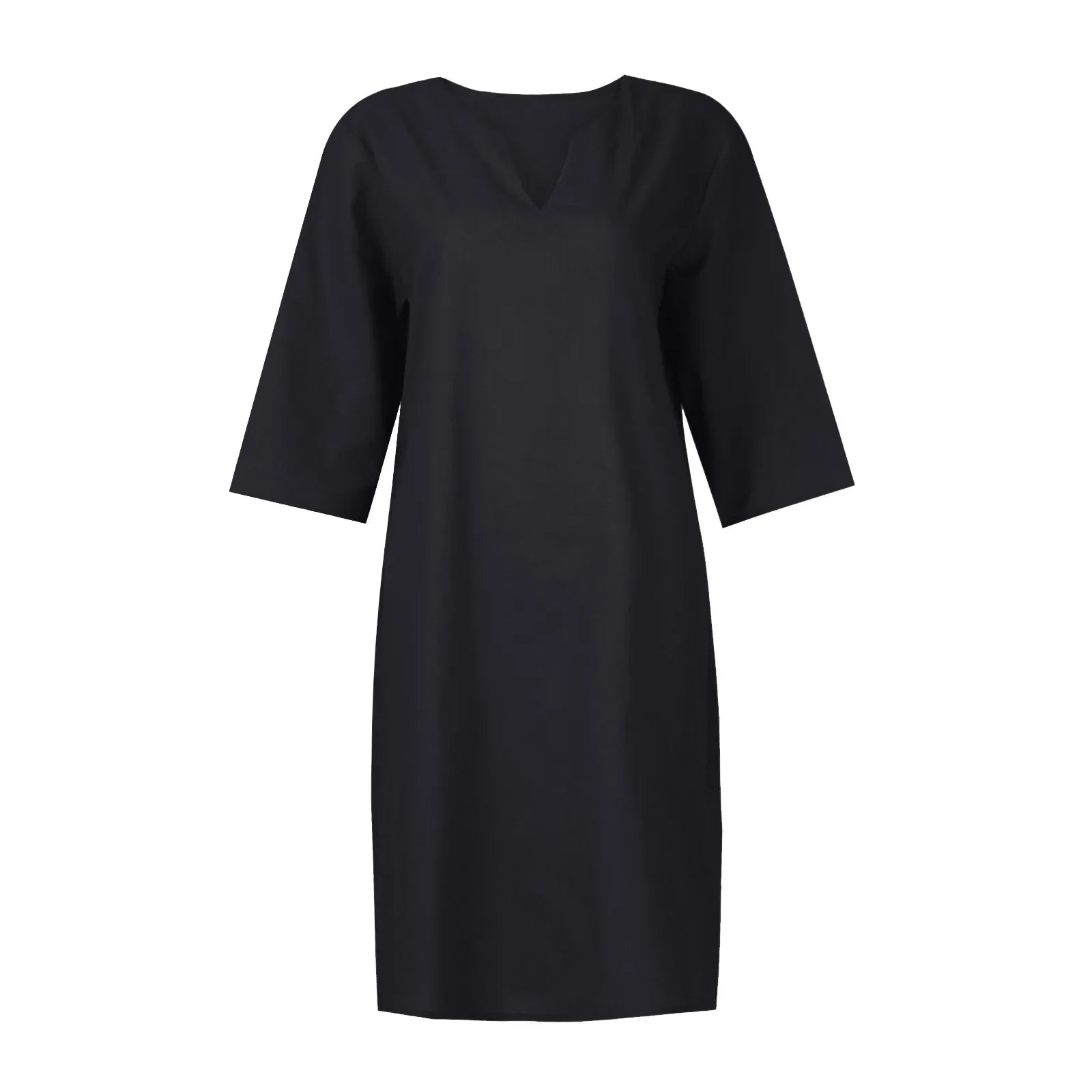 Cotton Linen Women's White Mini Dresses Half Sleeve Holiday Vacation Women's Dress V Neck Solid Color Women's Summer Party Dress