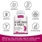 Hair Skin & Nails Vitamin Capsules - with Biotin and Collagen, Nutritional Supplement for Men and Women, Non-GMO, Gluten-Free