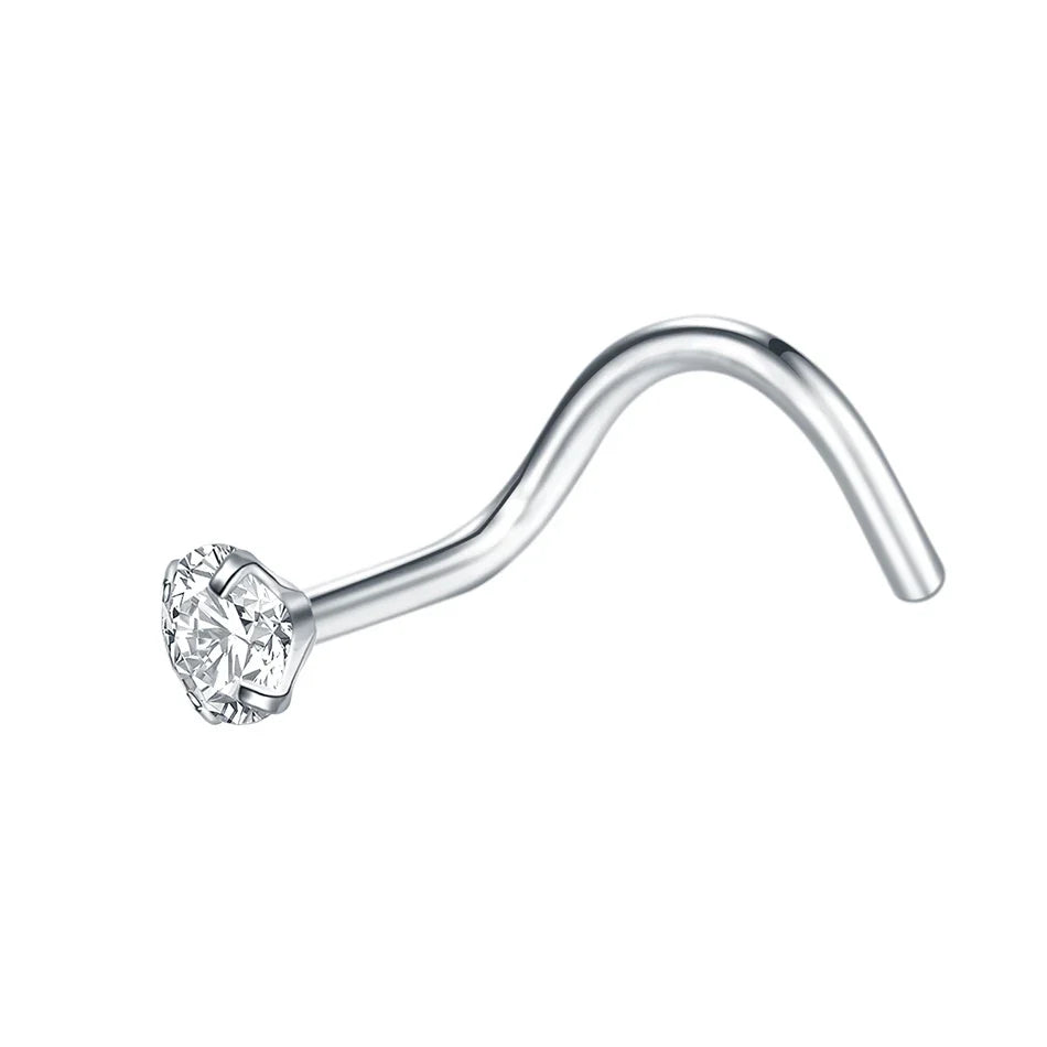 1PC Titanium 18G /20G 1.5/2/2.5/3mm Zircon Gem Nose Stud Piercing Screw Prong CZ Nostril Earring Nariz Piercings Sexy Jewelry