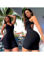 2024 Women's Sports Suit Sleeveless Backless Jumpsuits Costume Quick Dry Gym Bodysuit Tracksuit Fitness Tights Scrunch Leggings