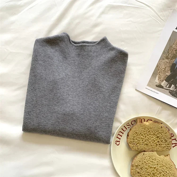 2025 Women Turtleneck Knitted Pullovers Solid Sweater Harajuku Korean Soft Warm Knitwear Autumn Winter Fashion Slim Jumpers Tops