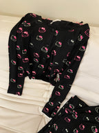 2Pcs/Set Girl's Cotton Pajama Built-in Bra Outdoor Wear Spring Autumn Hello Kitty Collection Home Clothing Sanrio Loungewear