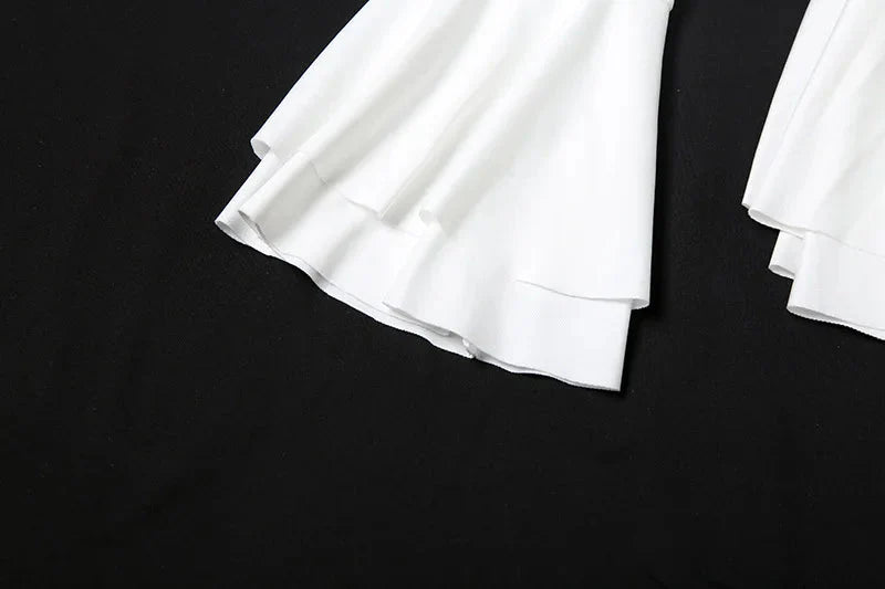 2025 New Autumn Irregular Hem Dress Women Y2K Flare Sleeve V-Neck Bandage Stretch Elegant Birthday Party Chic Hipster Bodycon