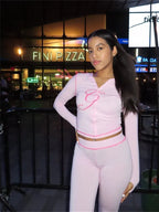 2025 Spring Fashion New Casual Women's Sets Long Sleeve Zipper Hoodie Tops and Pants Streetwear White Two 2 Piece Set Outfits