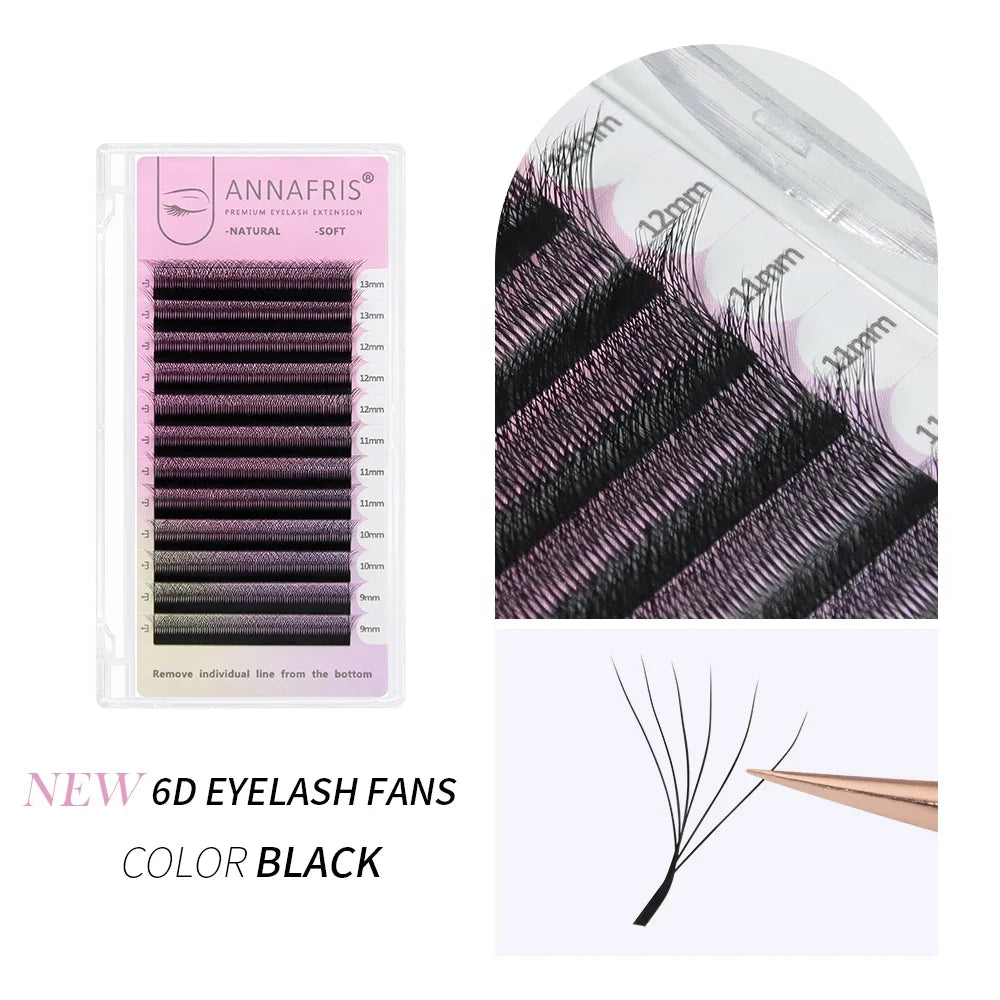ANNAFRIS W Shape 6D Volume Eyelash Extension False Mink Soft Natural Premade Fans Lash 6D W Shaped Easy Faning Eyelashes