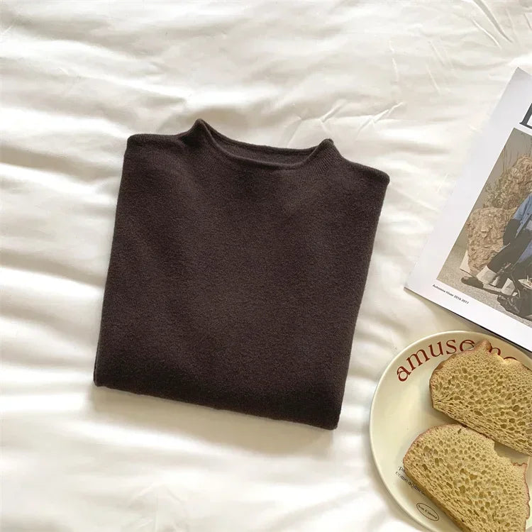2025 Women Turtleneck Knitted Pullovers Solid Sweater Harajuku Korean Soft Warm Knitwear Autumn Winter Fashion Slim Jumpers Tops