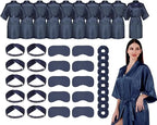 10 Pack Bridal Party Bride Spa Robes with Eye Masks Headband Hair Ties for Wedding Getting Ready Robes